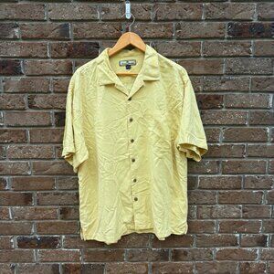 Vintage Tommy Bahama Pale Yellow‎ Silk Beach Shirt XL